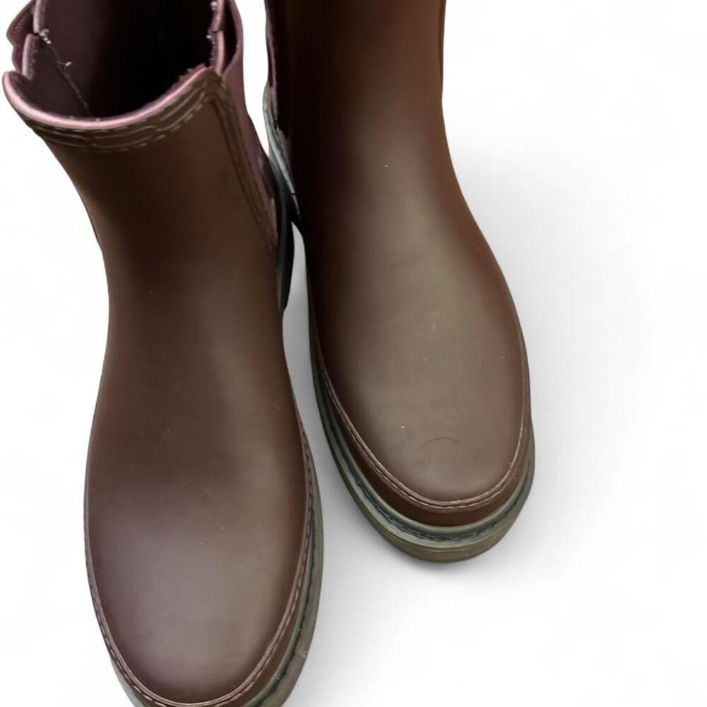Hunter refined stitch Chelsea brown rain boots men 10